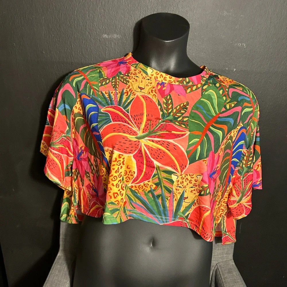 Vibrant Tropical Print Women's Top 1X